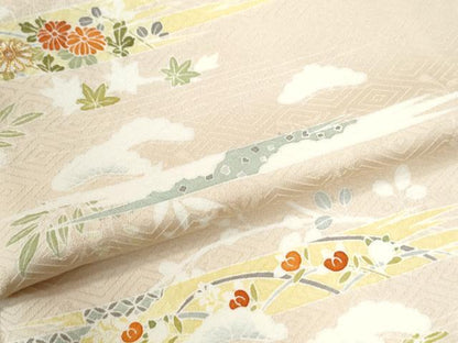 平和屋着物●訪問着　駒刺繍　霞花松文　金彩　正絹　逸品　CABM4383yc