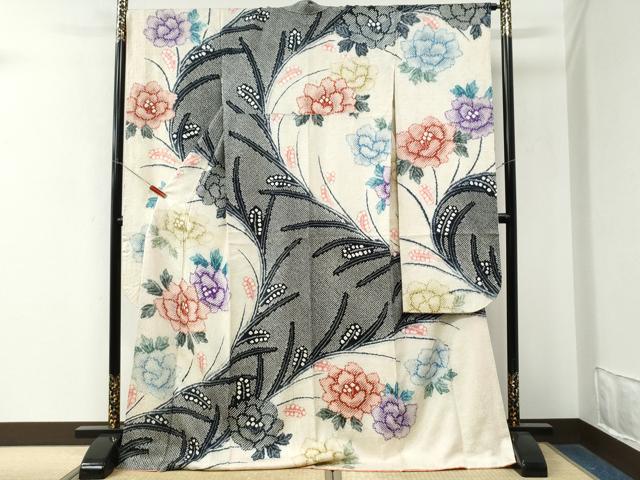 平和屋着物●豪華振袖　総絞り　牡丹花文　正絹　逸品　CABM4385yc