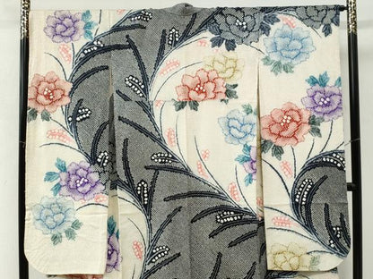 平和屋着物●豪華振袖　総絞り　牡丹花文　正絹　逸品　CABM4385yc