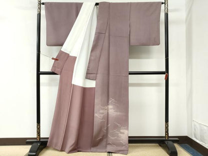 平和屋着物●色留訪問着　紬地　霞溢れ松葉文　正絹　逸品　CABM4387yc