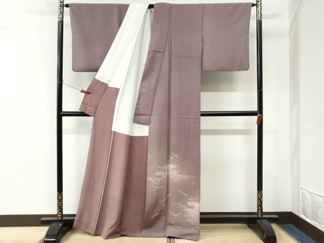 平和屋着物●色留訪問着　紬地　霞溢れ松葉文　正絹　逸品　CABM4387yc