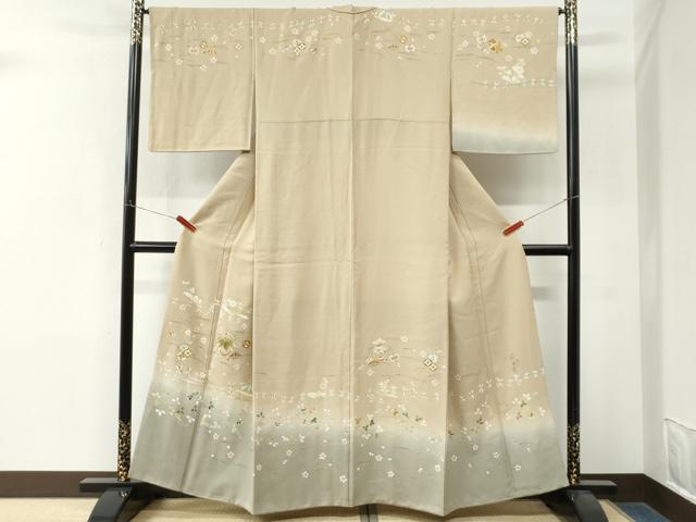 平和屋着物●訪問着　作家物　駒刺繍　宝尽くし舞花文　金彩　正絹　逸品　CABM4390yc