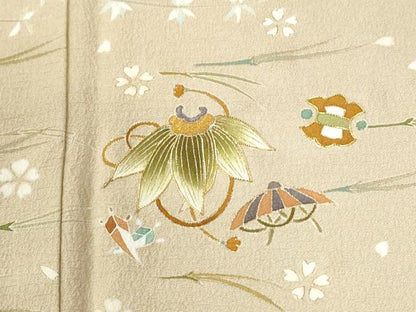 平和屋着物●訪問着　作家物　駒刺繍　宝尽くし舞花文　金彩　正絹　逸品　CABM4390yc