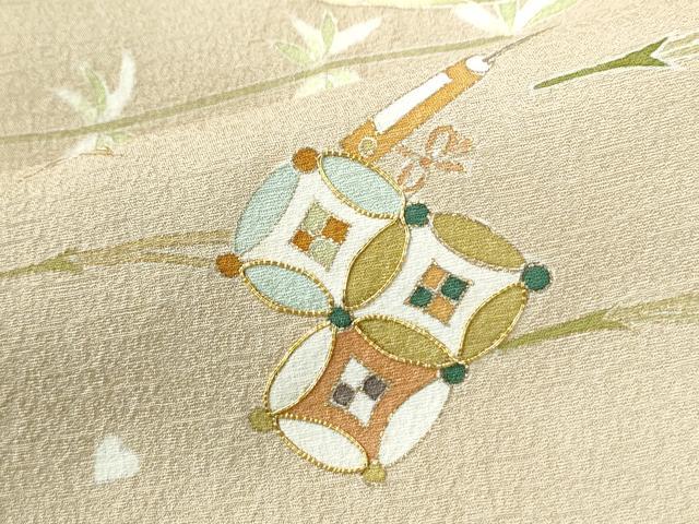 平和屋着物●訪問着　作家物　駒刺繍　宝尽くし舞花文　金彩　正絹　逸品　CABM4390yc