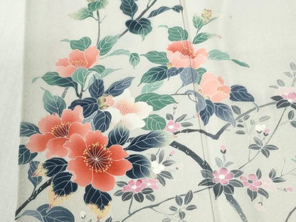 平和屋着物●訪問着　友禅　作家物　枝花文　正絹　逸品　CABM4392yc