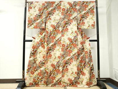 平和屋着物●創業460年・千總　小紋　花唐草文　金彩　西武百貨店扱い　正絹　逸品　CABM4404yc