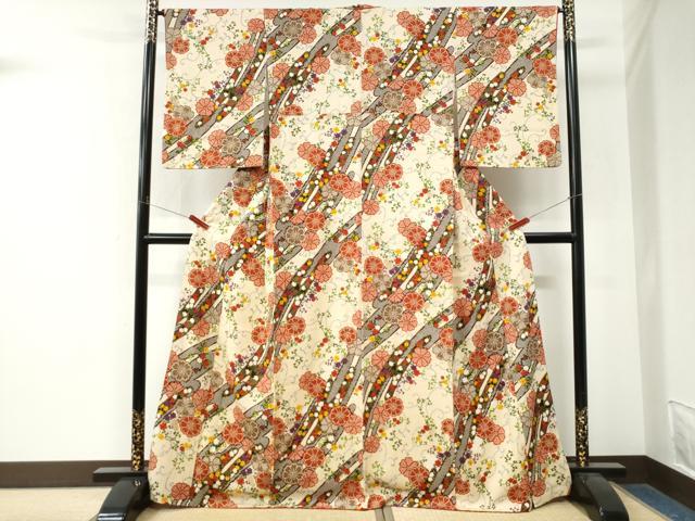 平和屋着物●創業460年・千總　小紋　花唐草文　金彩　西武百貨店扱い　正絹　逸品　CABM4404yc