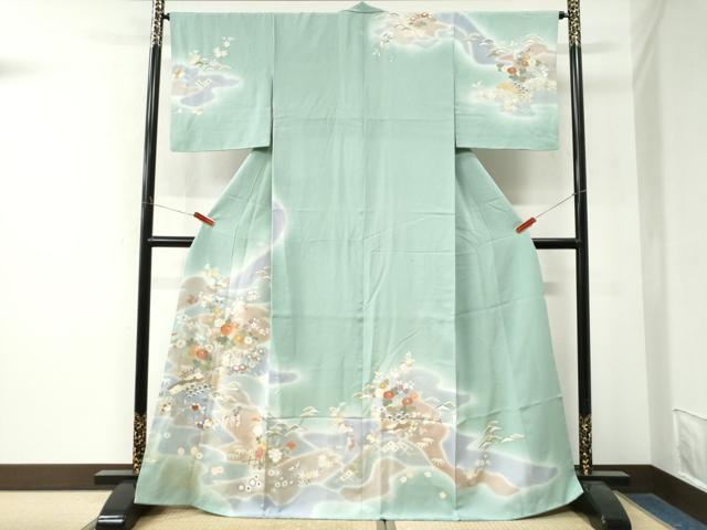 平和屋着物●創業460年・千總　訪問着　駒刺繍　霞草花文　暈し染め　金彩　高島屋扱い　正絹　逸品　CABM4405yc
