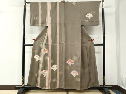 平和屋着物●訪問着　絞り　草花文　金彩　正絹　逸品　CABM4406yc