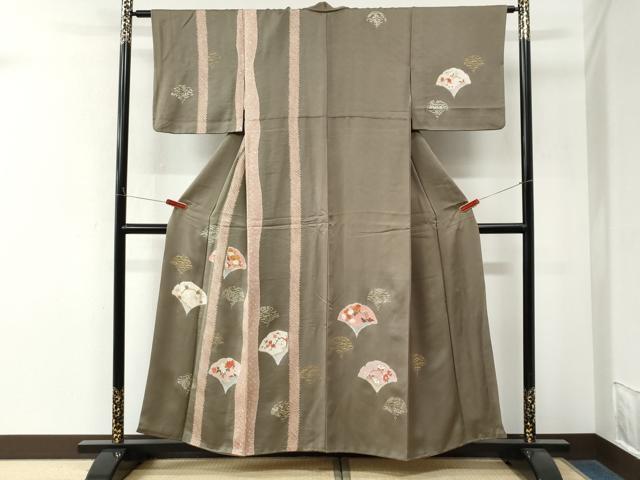 平和屋着物●訪問着　絞り　草花文　金彩　正絹　逸品　CABM4406yc