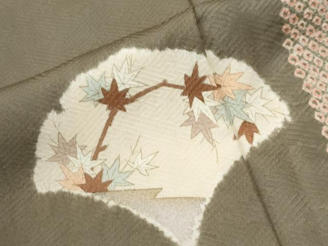 平和屋着物●訪問着　絞り　草花文　金彩　正絹　逸品　CABM4406yc