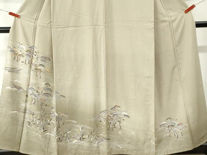平和屋着物●訪問着　駒刺繍　浜松舟文　暈し染め　金彩　正絹　逸品　未使用　CABM4408yc