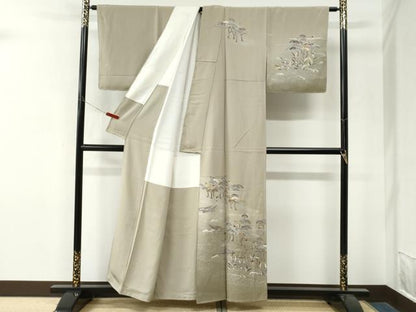 平和屋着物●訪問着　駒刺繍　浜松舟文　暈し染め　金彩　正絹　逸品　未使用　CABM4408yc