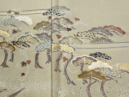 平和屋着物●訪問着　駒刺繍　浜松舟文　暈し染め　金彩　正絹　逸品　未使用　CABM4408yc