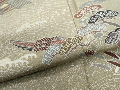 平和屋着物●訪問着　駒刺繍　浜松舟文　暈し染め　金彩　正絹　逸品　未使用　CABM4408yc