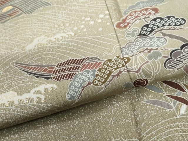 平和屋着物●訪問着　駒刺繍　浜松舟文　暈し染め　金彩　正絹　逸品　未使用　CABM4408yc