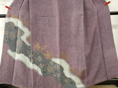 平和屋着物●訪問着　絞り　舞花文　金彩　正絹　逸品　CABM4409yc