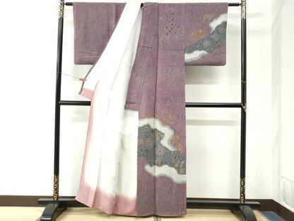 平和屋着物●訪問着　絞り　舞花文　金彩　正絹　逸品　CABM4409yc
