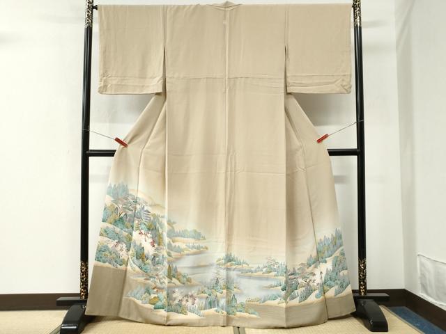 平和屋着物●豪華色留袖　友禅　遠山樹林風景文　暈し染め　正絹　逸品　CABM4415yc