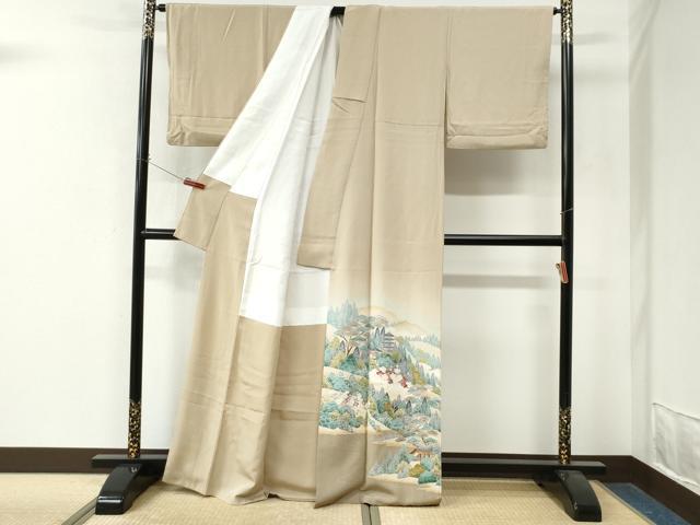 平和屋着物●豪華色留袖　友禅　遠山樹林風景文　暈し染め　正絹　逸品　CABM4415yc
