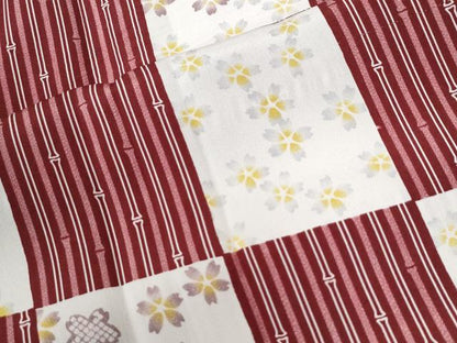 平和屋着物●長襦袢　無双仕立て　竹並び市松舞桜文　正絹　逸品　CABM4419yc