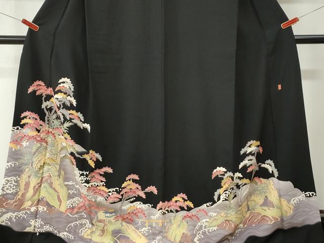 平和屋着物●本加賀友禅作家　白坂幸蔵　黒留袖　浜松文　ロング丈　正絹　逸品　CABM4422yc