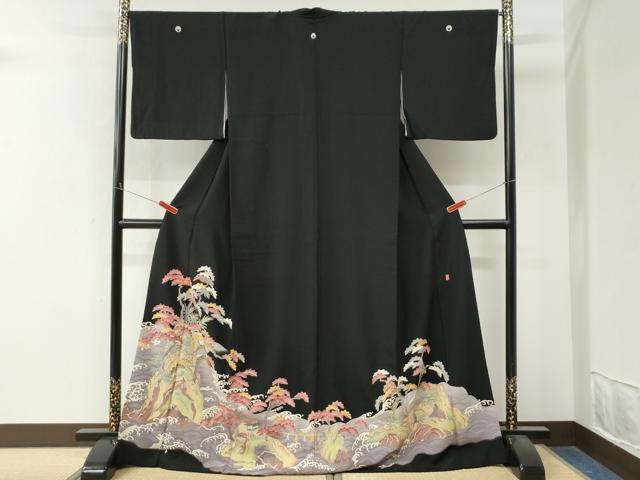 平和屋着物●本加賀友禅作家　白坂幸蔵　黒留袖　浜松文　ロング丈　正絹　逸品　CABM4422yc