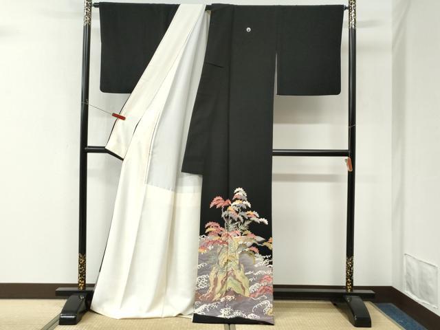 平和屋着物●本加賀友禅作家　白坂幸蔵　黒留袖　浜松文　ロング丈　正絹　逸品　CABM4422yc