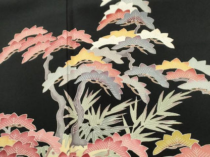 平和屋着物●本加賀友禅作家　白坂幸蔵　黒留袖　浜松文　ロング丈　正絹　逸品　CABM4422yc