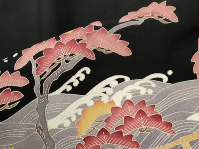 平和屋着物●本加賀友禅作家　白坂幸蔵　黒留袖　浜松文　ロング丈　正絹　逸品　CABM4422yc