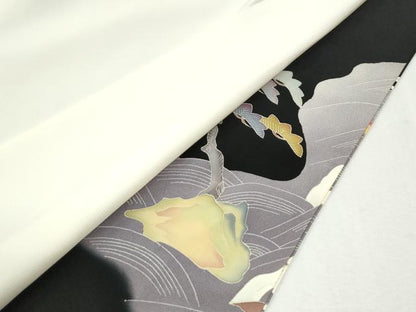 平和屋着物●本加賀友禅作家　白坂幸蔵　黒留袖　浜松文　ロング丈　正絹　逸品　CABM4422yc