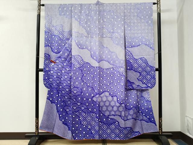 平和屋着物●豪華振袖　総絞り　青海波吉祥文　正絹　逸品　CABM4424yc