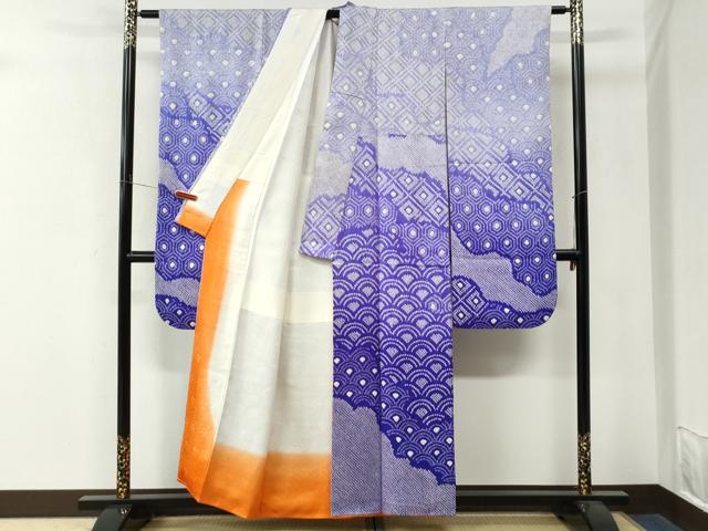 平和屋着物●豪華振袖　総絞り　青海波吉祥文　正絹　逸品　CABM4424yc