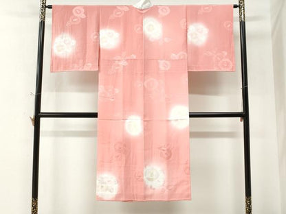 平和屋着物●長襦袢　無双仕立て　光琳椿地紋　暈し染め　正絹　逸品　CABM4425yc