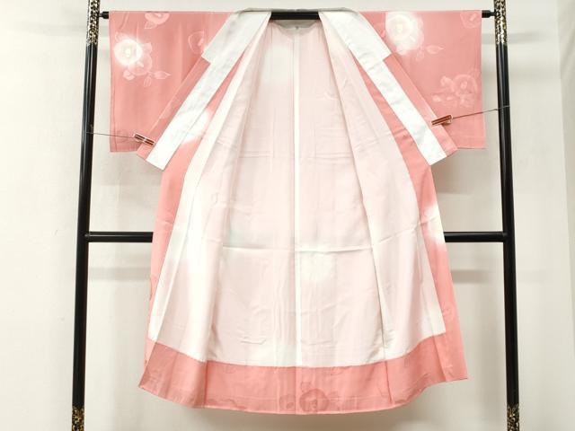 平和屋着物●長襦袢　無双仕立て　光琳椿地紋　暈し染め　正絹　逸品　CABM4425yc