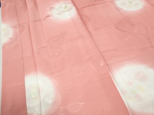 平和屋着物●長襦袢　無双仕立て　光琳椿地紋　暈し染め　正絹　逸品　CABM4425yc