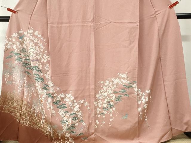 平和屋着物●訪問着　飛鶴浜松枝垂れ花文　暈し染め　金彩　正絹　逸品　CABM4427yc