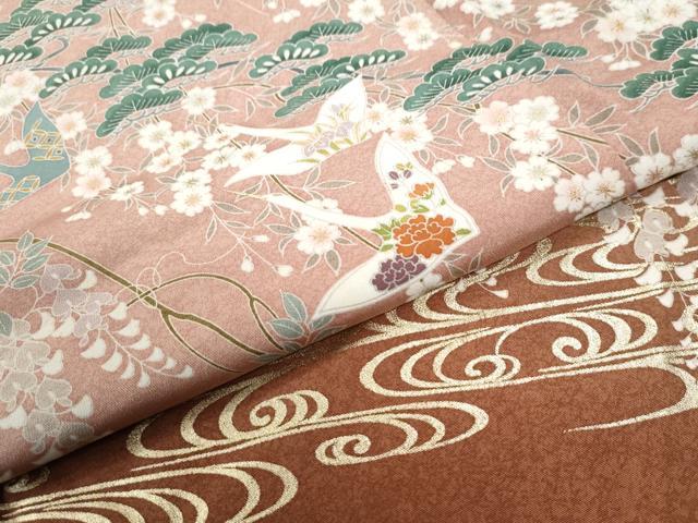 平和屋着物●訪問着　飛鶴浜松枝垂れ花文　暈し染め　金彩　正絹　逸品　CABM4427yc