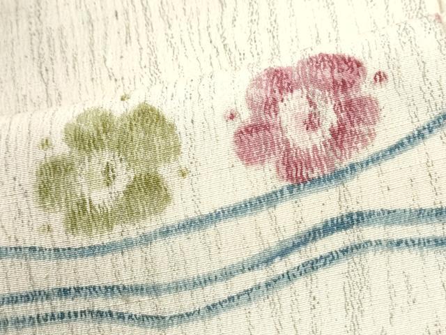 平和屋着物●上質な小紋　紬地　霞舞花文　正絹　逸品　CABM4431yc