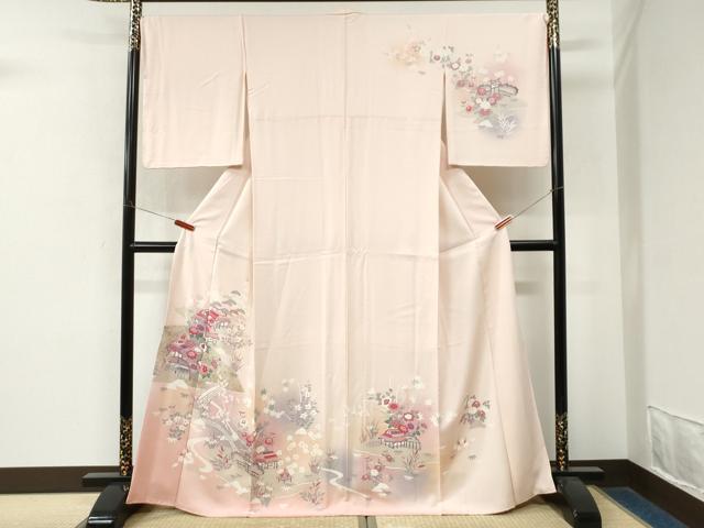 平和屋着物●訪問着　渡り橋風景文　暈し染め　正絹　逸品　CABM4432yc
