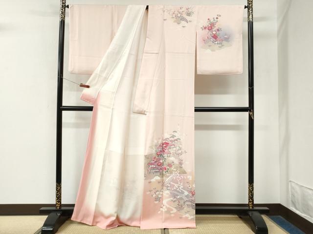平和屋着物●訪問着　渡り橋風景文　暈し染め　正絹　逸品　CABM4432yc