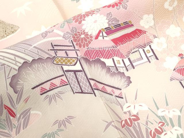 平和屋着物●訪問着　渡り橋風景文　暈し染め　正絹　逸品　CABM4432yc