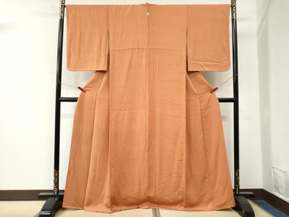 平和屋着物●上質な色無地　黄丹色　三越扱い　正絹　逸品　CABM4433yc