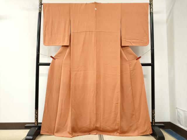 平和屋着物●上質な色無地　黄丹色　三越扱い　正絹　逸品　CABM4433yc