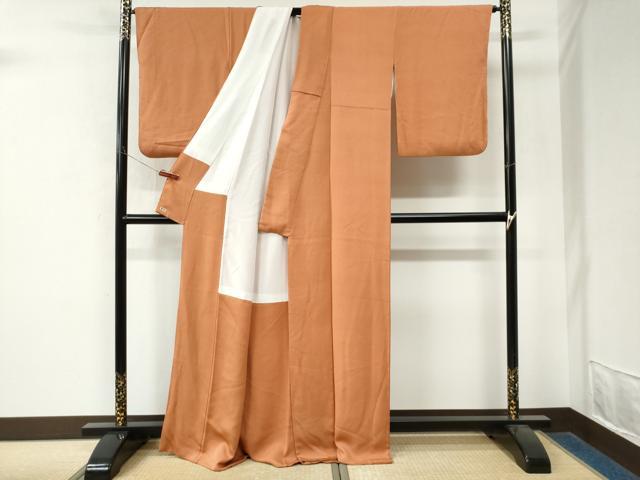 平和屋着物●上質な色無地　黄丹色　三越扱い　正絹　逸品　CABM4433yc
