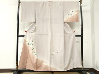 平和屋着物●訪問着　友禅　刺繍　立波枝花文　暈し染め　金彩　正絹　逸品　CABM4455yc