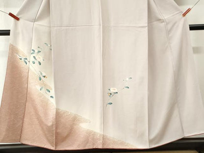 平和屋着物●訪問着　友禅　刺繍　立波枝花文　暈し染め　金彩　正絹　逸品　CABM4455yc