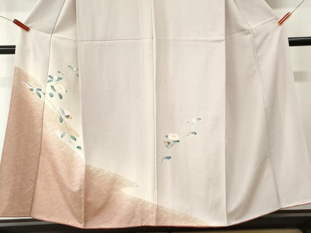 平和屋着物●訪問着　友禅　刺繍　立波枝花文　暈し染め　金彩　正絹　逸品　CABM4455yc