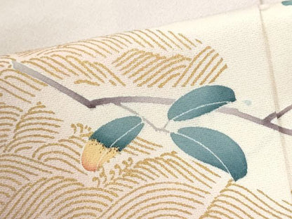 平和屋着物●訪問着　友禅　刺繍　立波枝花文　暈し染め　金彩　正絹　逸品　CABM4455yc