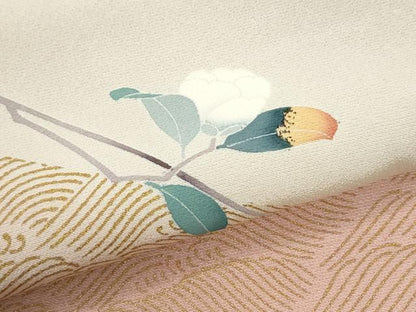 平和屋着物●訪問着　友禅　刺繍　立波枝花文　暈し染め　金彩　正絹　逸品　CABM4455yc